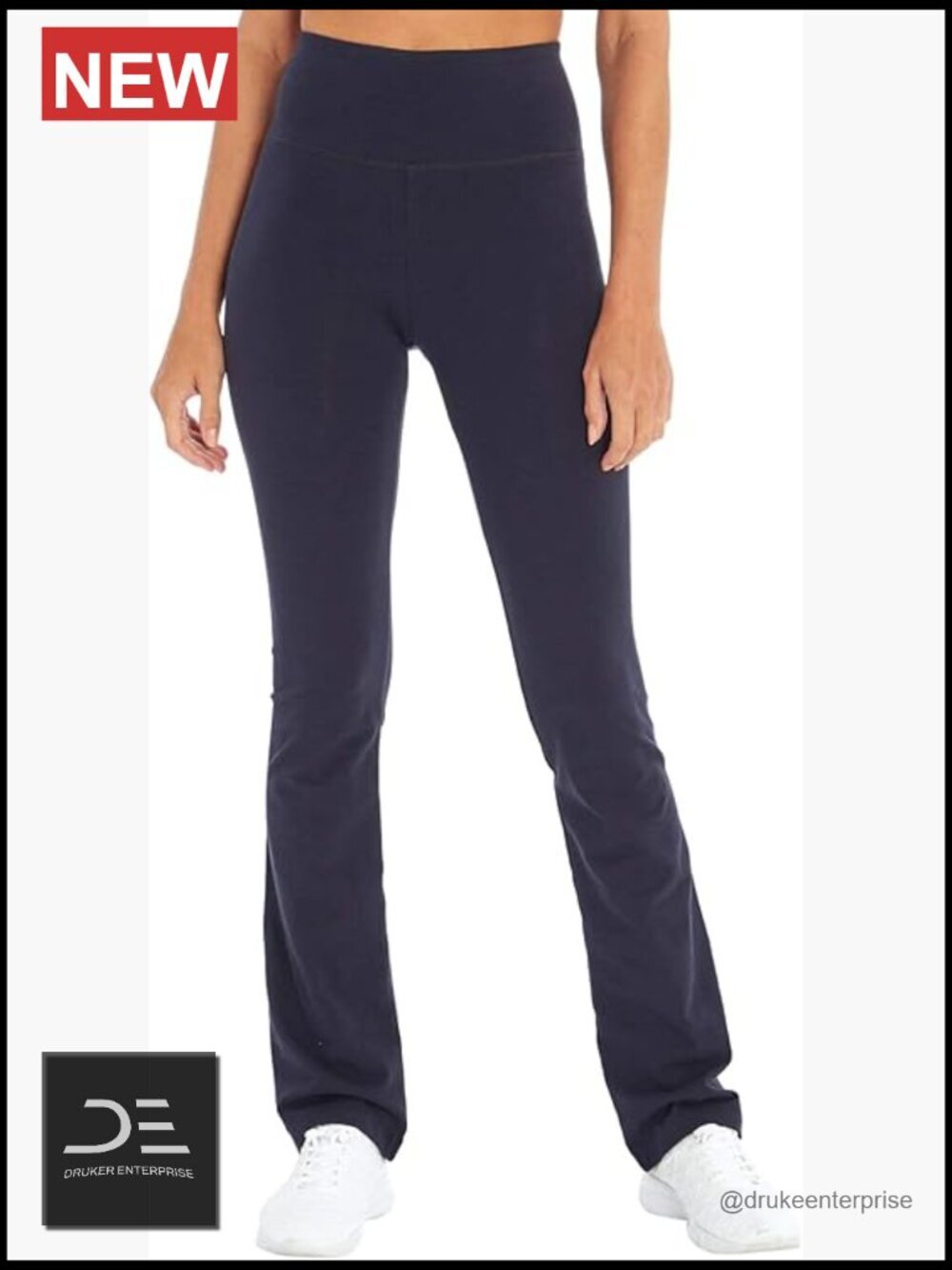 High-Rise Bootcut Yoga Pants with Tummy Control, Cotton Blend, Power Mesh Lining